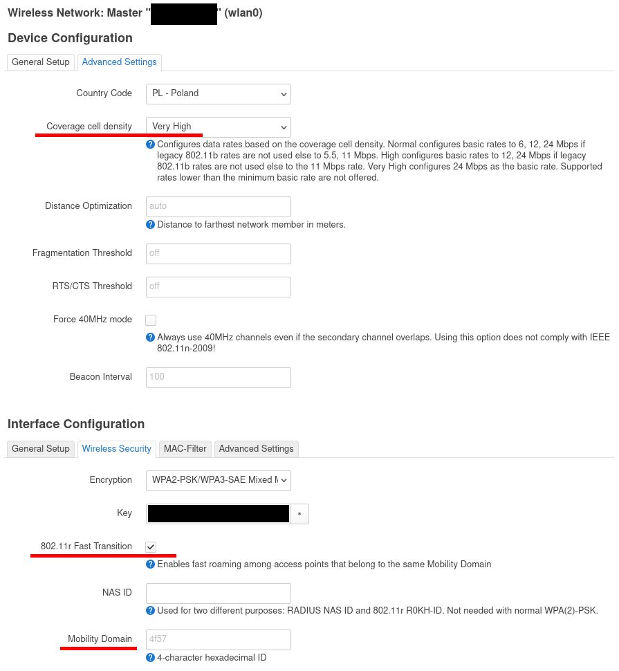 WiFi roaming settings, for better client switching over