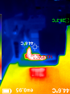 radiator bottom is under 45 deg.C